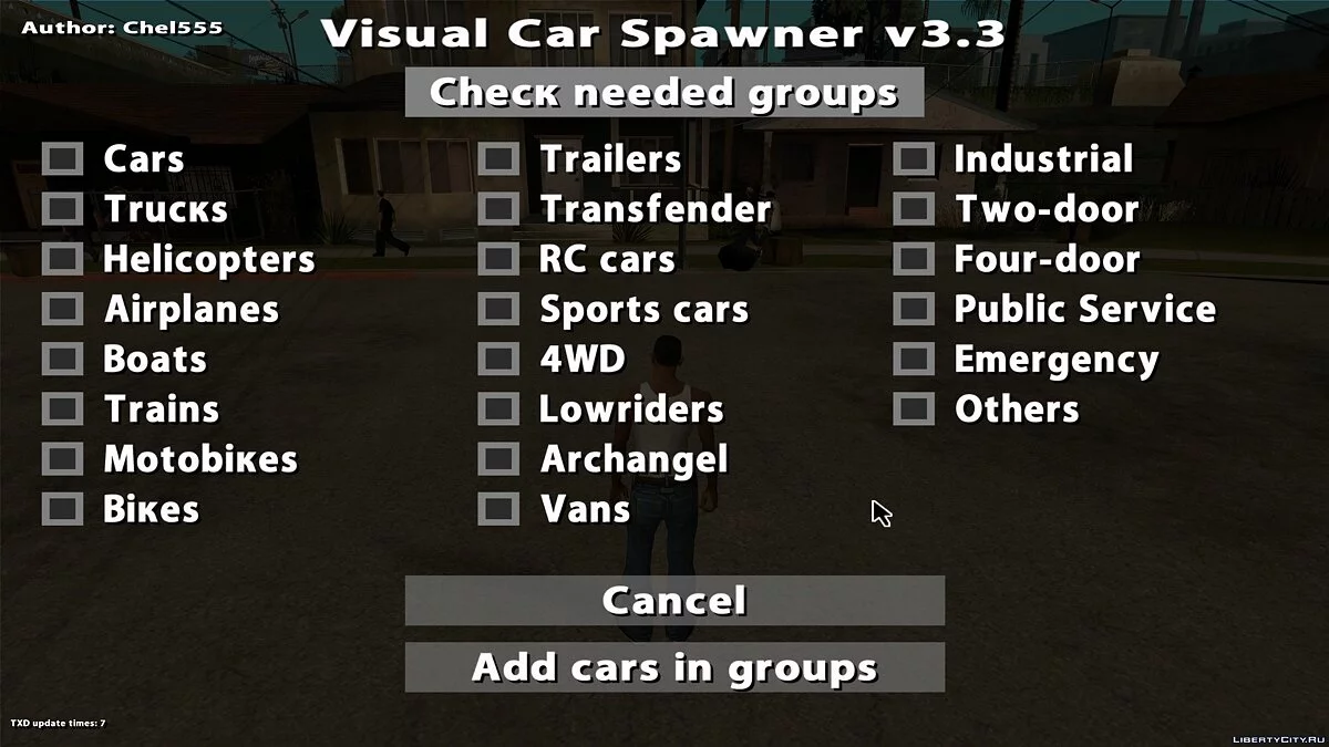 Візуальний спавнер автомобілів v3.3 / GTA San Andreas