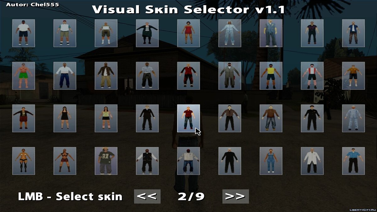 Скачать Visual Skin Selector V1.1 Для GTA San Andreas