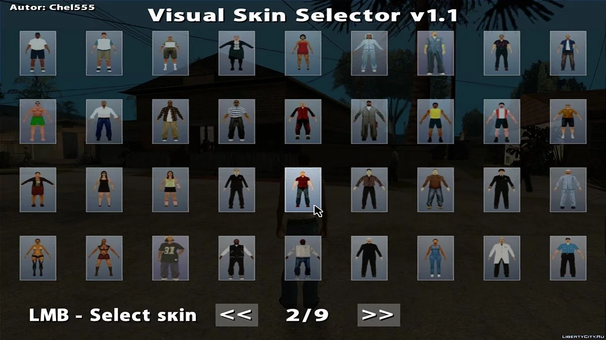 Візуальний селектор скіна v1.1 / GTA San Andreas