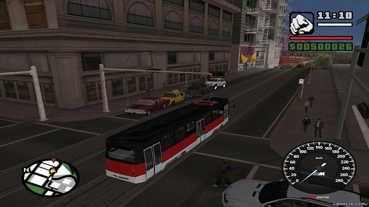 Trenes en San Fierro en el tráfico, con paradas - por dos vías / GTA San Andreas