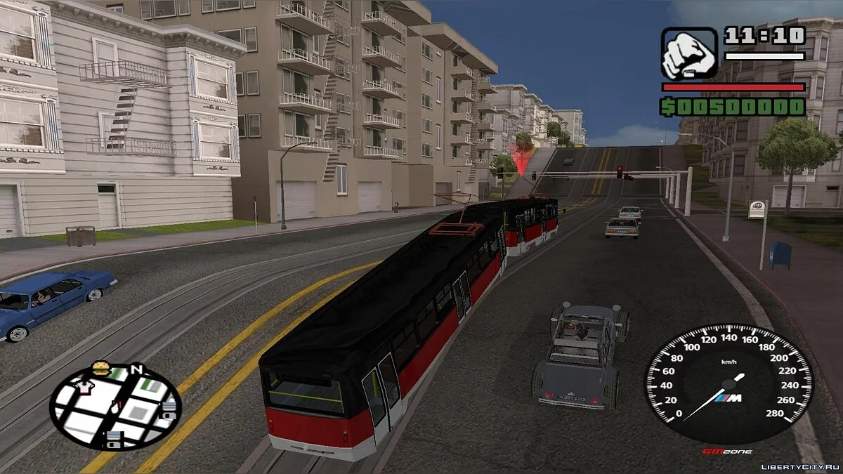 Trenes en San Fierro en el tráfico, con paradas - por dos vías / GTA San Andreas