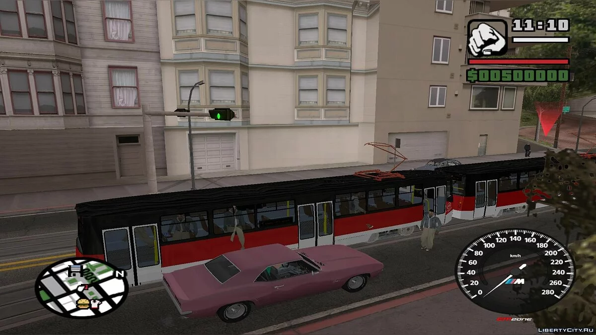 Trenes en San Fierro en el tráfico, con paradas - por dos vías / GTA San Andreas