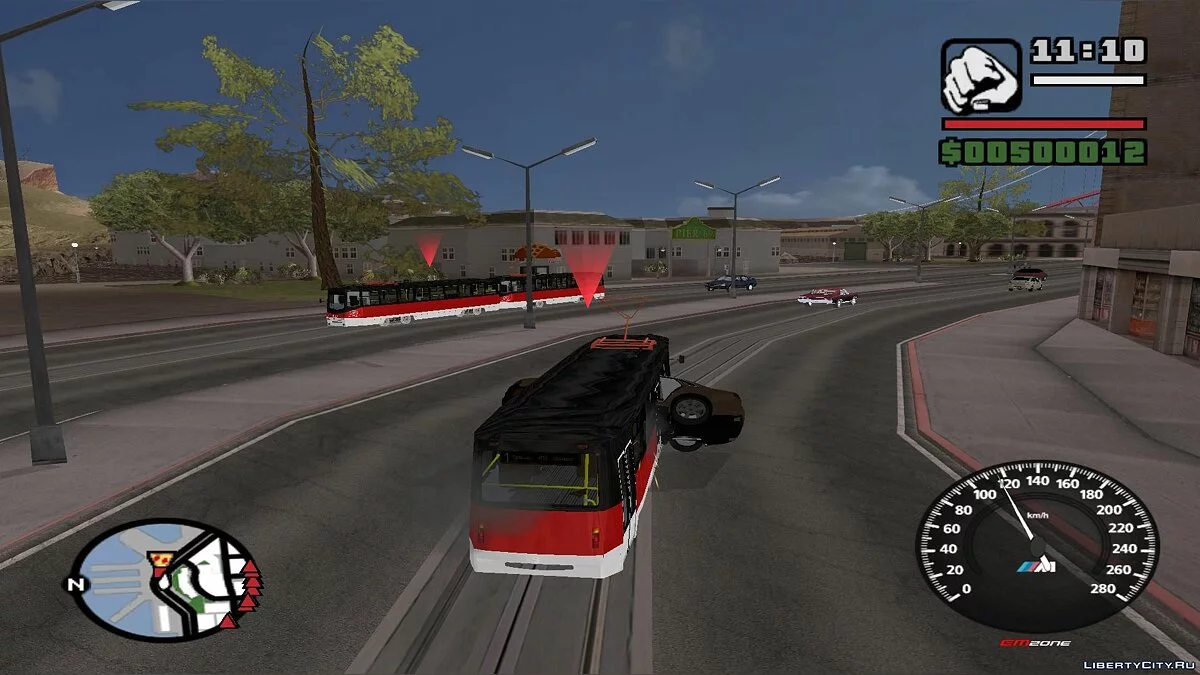 Trenes en San Fierro en el tráfico, con paradas - por dos vías / GTA San Andreas