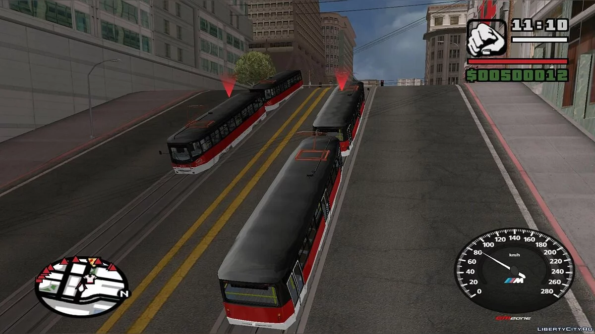 Trenes en San Fierro en el tráfico, con paradas - por dos vías / GTA San Andreas