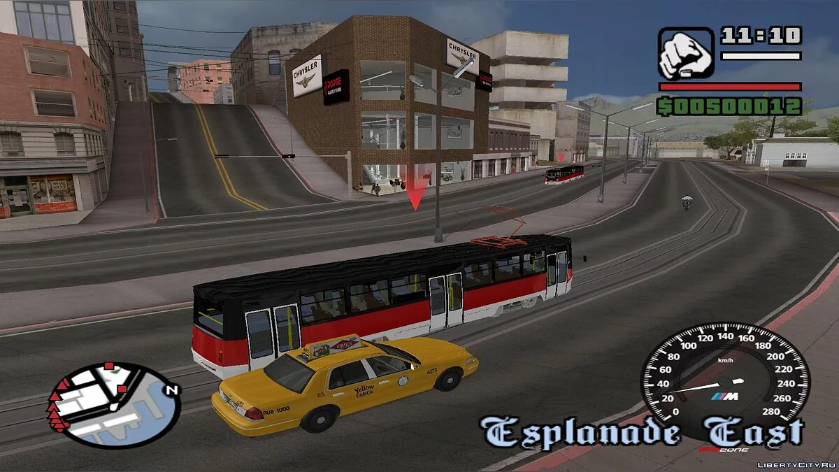 Trenes en San Fierro en el tráfico, con paradas - por dos vías / GTA San Andreas