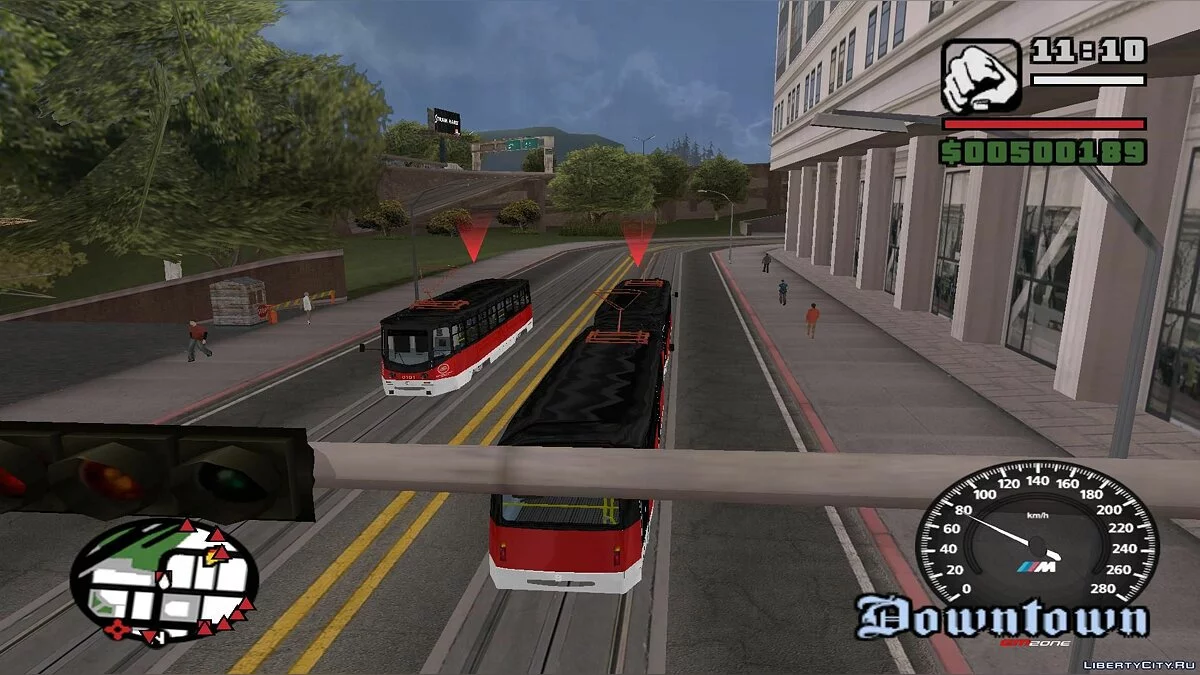 Trenes en San Fierro en el tráfico, con paradas - por dos vías / GTA San Andreas