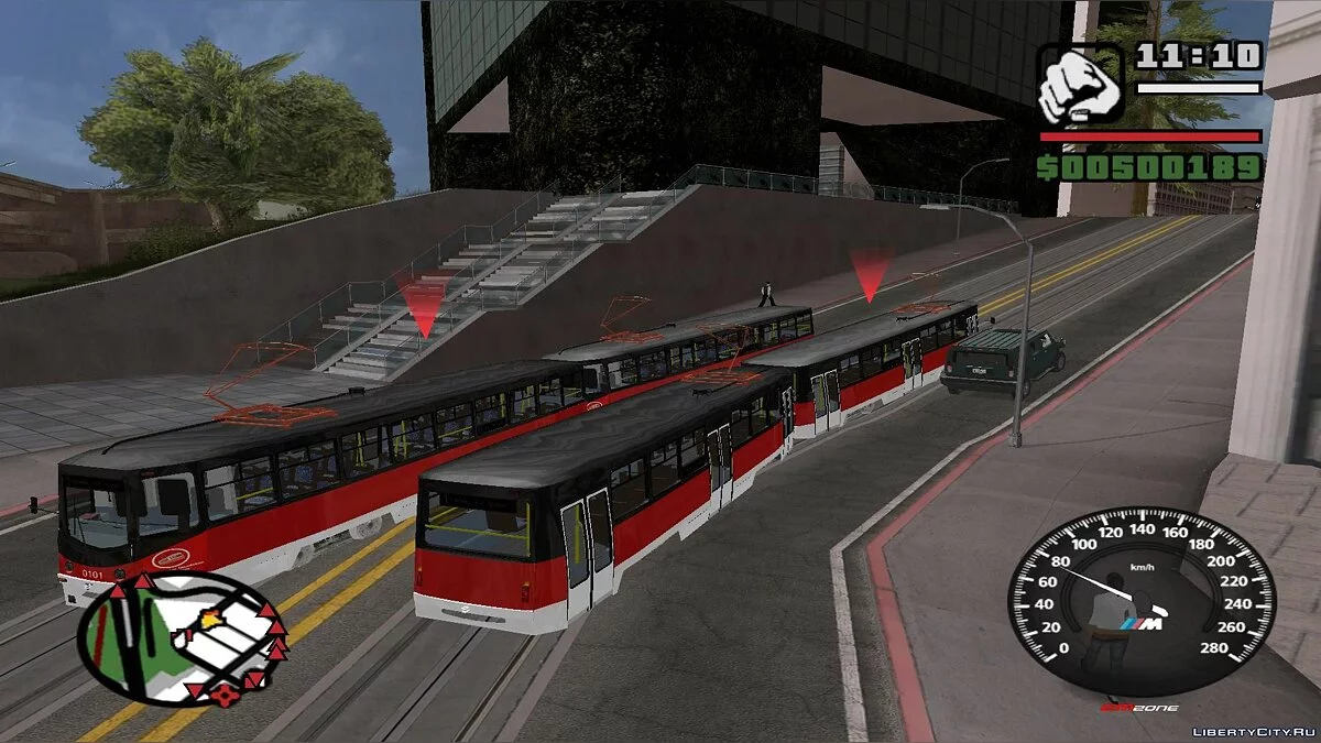 Trenes en San Fierro en el tráfico, con paradas - por dos vías / GTA San Andreas