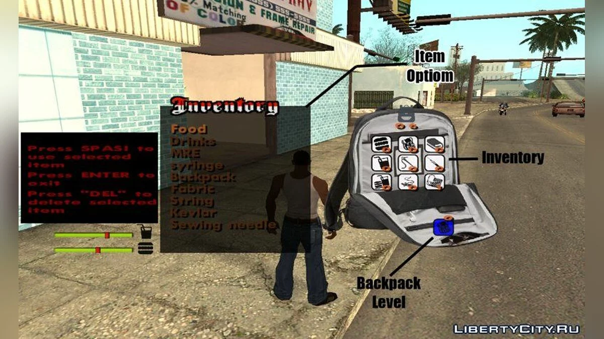 Инвентарь + Потребности CJ / GTA San Andreas