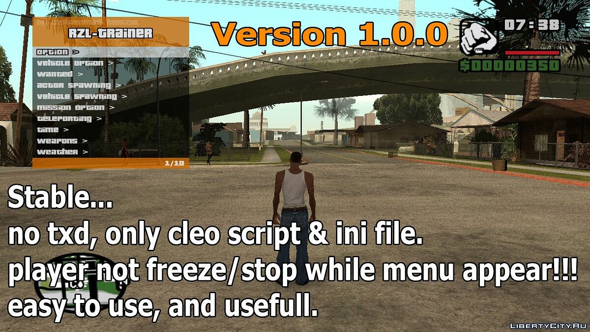 R'-TRAINER V2.0.1 - menu cheat for GTA San Andreas