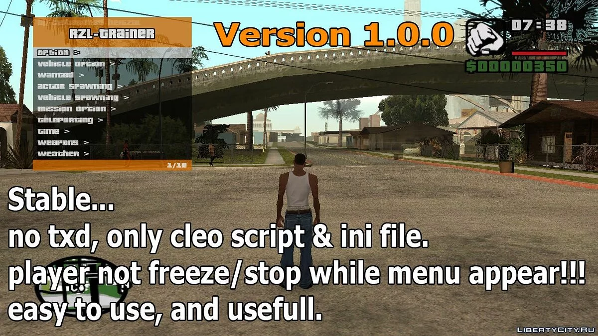 RZL-Trainer v2.0.1 - قائمة غش مريحة مثل GTA 5 / جي تي إيه سان أندرياس