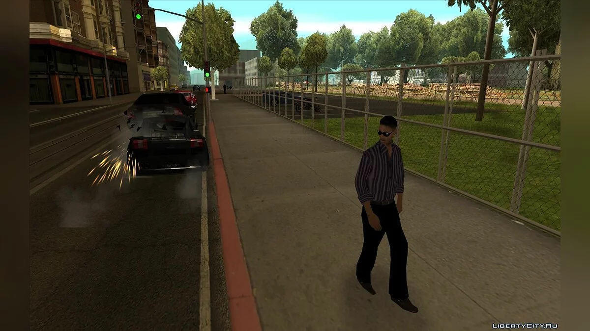 Пішоходи звертають увагу на аварію / GTA San Andreas