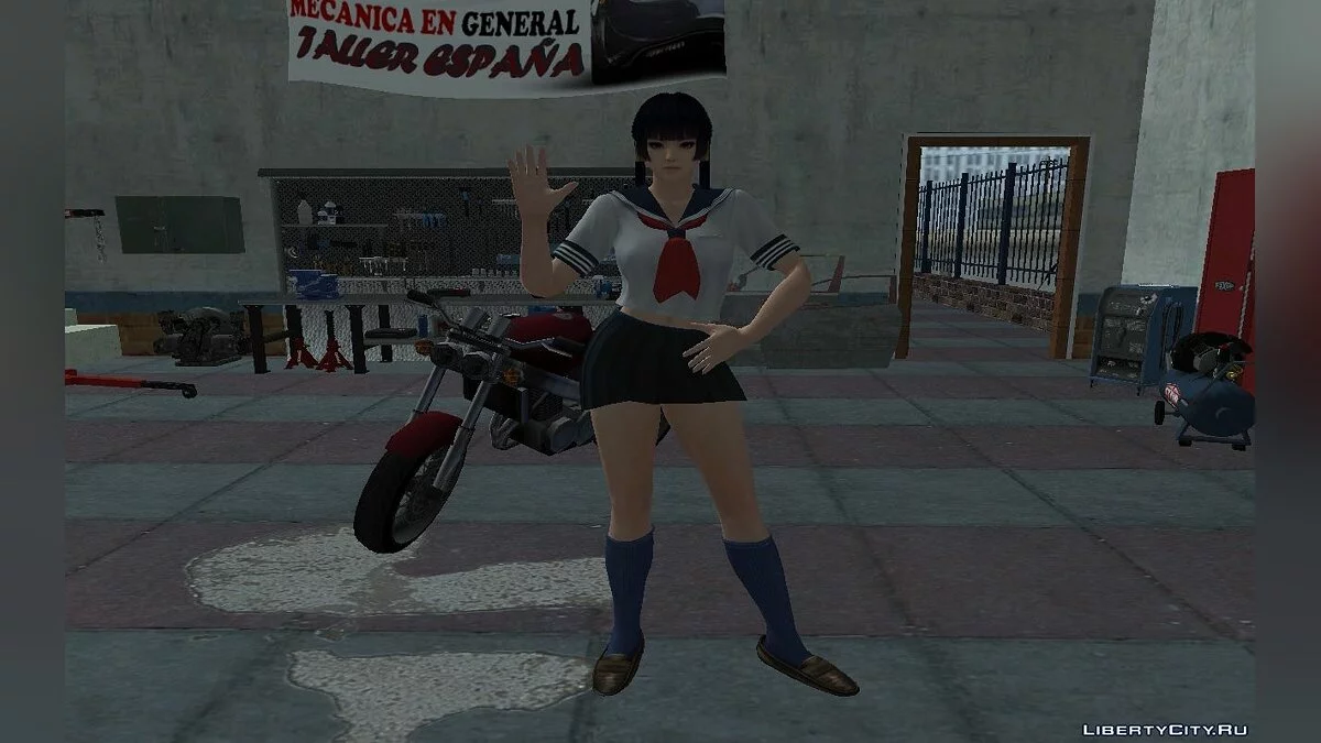 Nyotengu from DOA in Summer School Uniform / GTA San Andreas