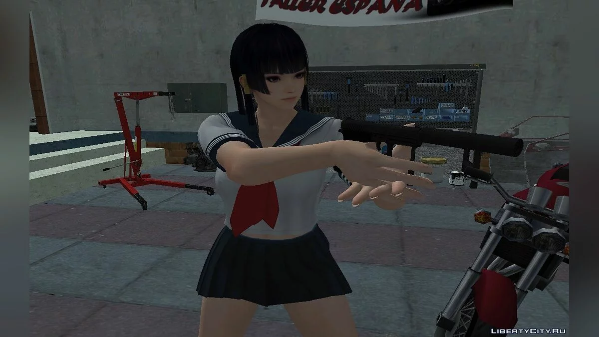 Nyotengu from DOA in Summer School Uniform / GTA San Andreas
