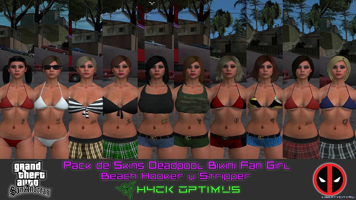 Download Big collection of skins of girls in bikinis (Strippers and  prostitutes) for GTA San Andreas