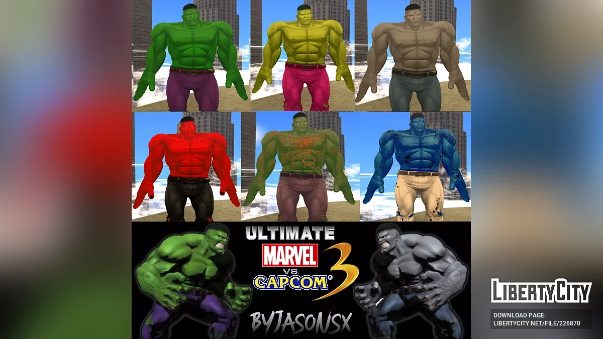 Pakiet skórek Hulka (Ultimate Marvel VS Capcom 3) / GTA San Andreas