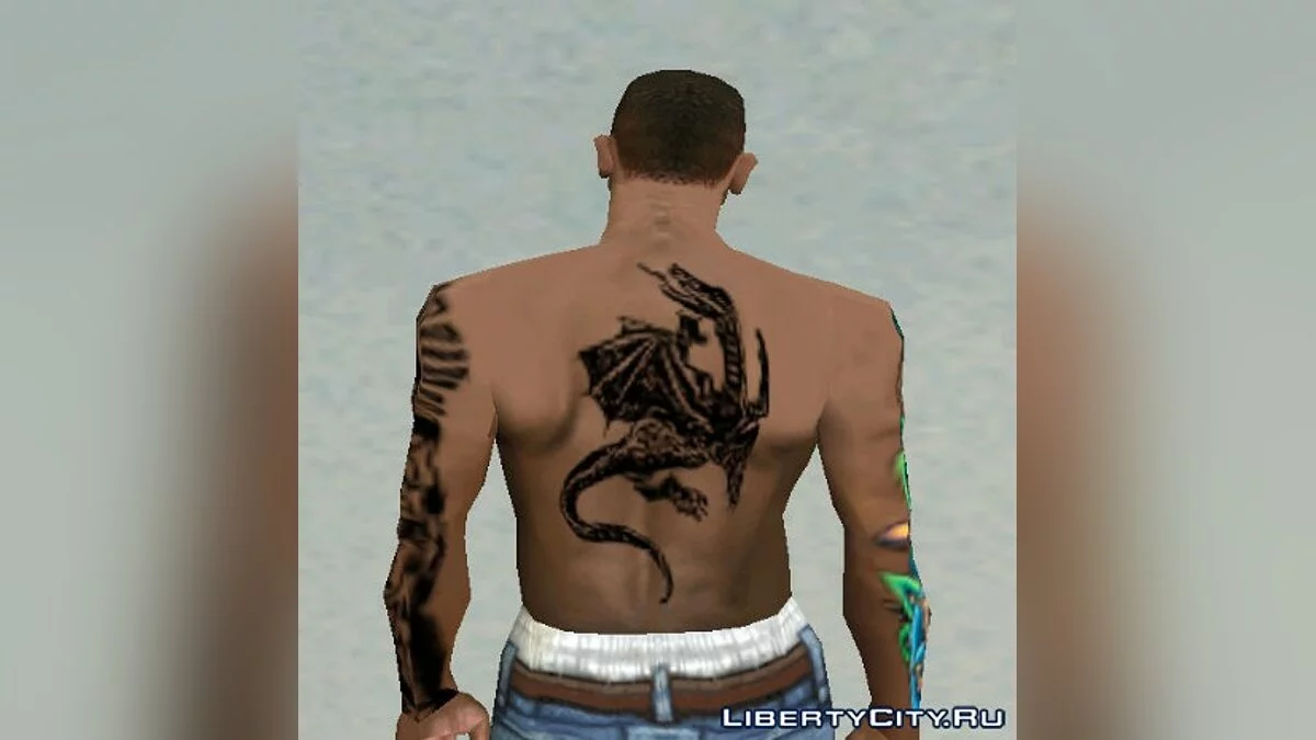 Чорна татуювання дракона на спині / GTA San Andreas