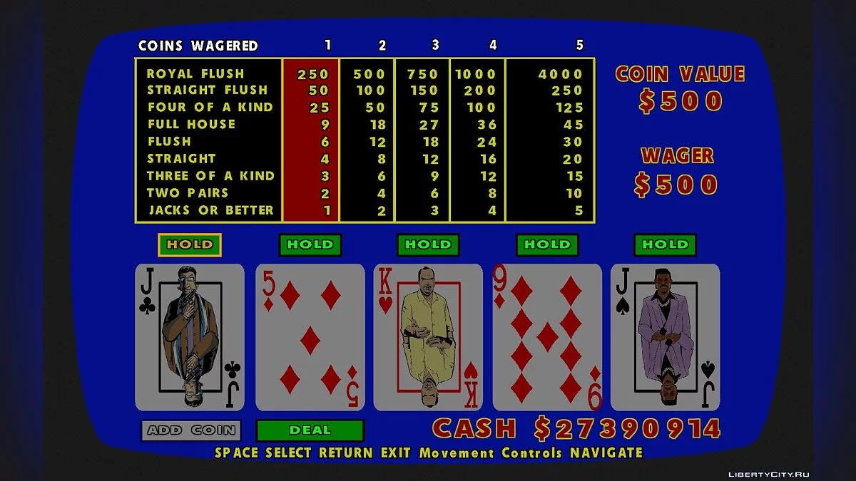 Cartas de Póker y Blackjack HD: Resolución 4X / GTA San Andreas