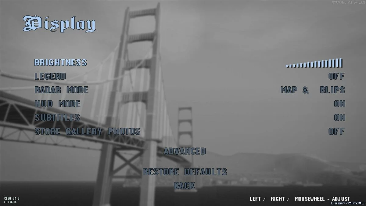 全高清菜单【单色风格】 / GTA San Andreas