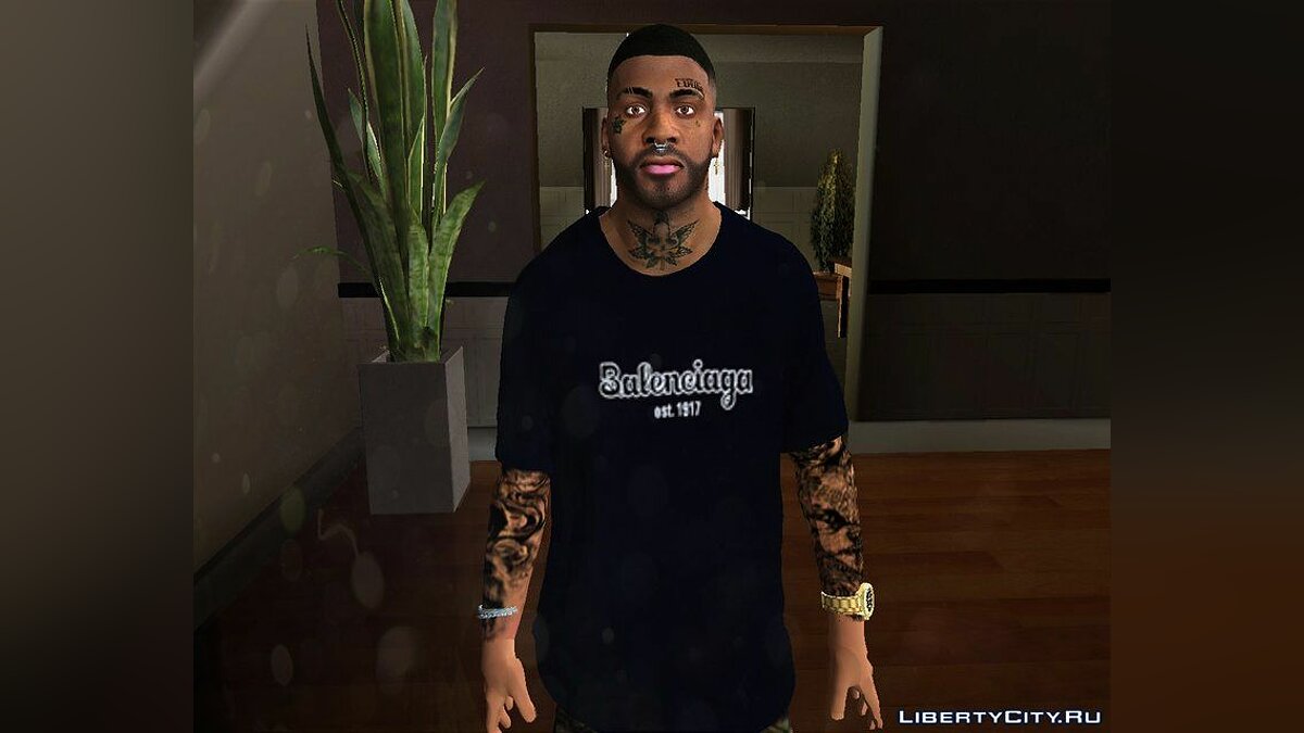 Download Franklin's new face with tattoos for GTA San Andreas