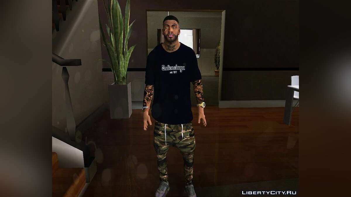 Download Franklin's new face with tattoos for GTA San Andreas