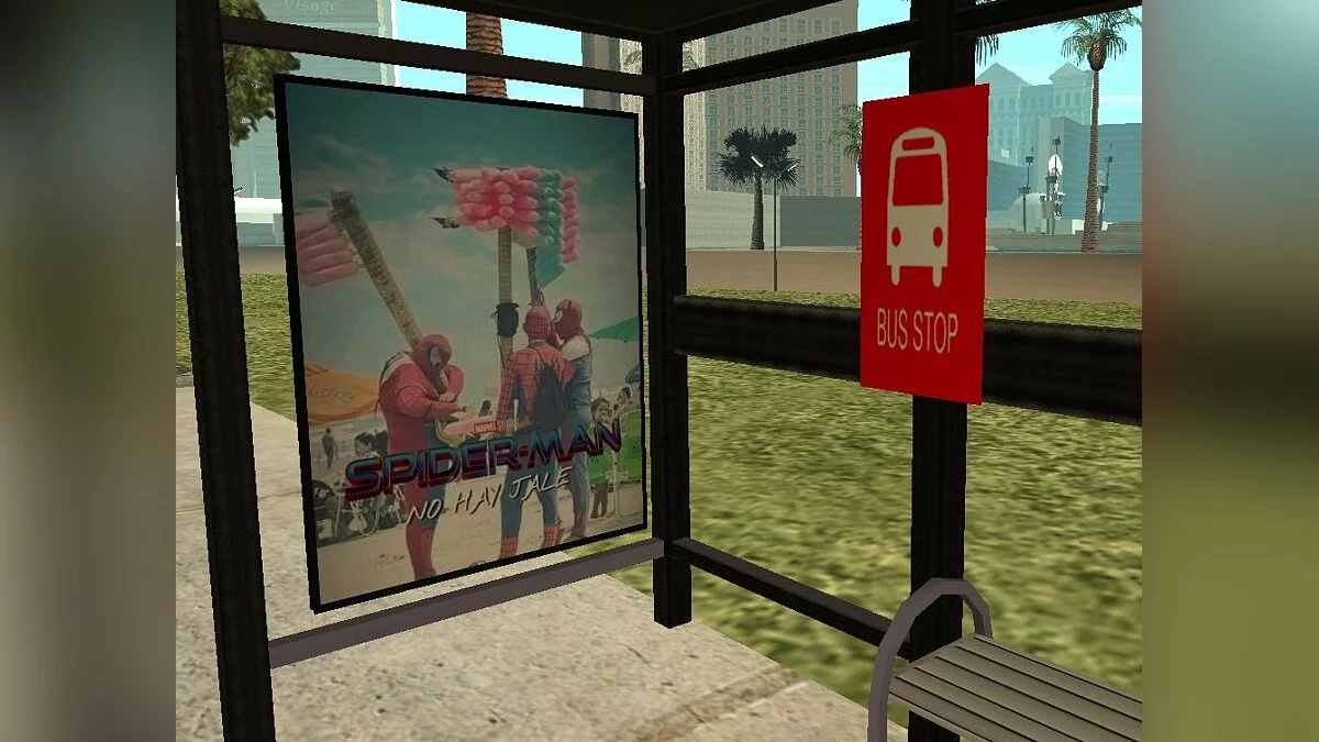 Novo Ponto de Ônibus com Banner 'Homem-Aranha - Sem Volta Para Casa' / GTA San Andreas