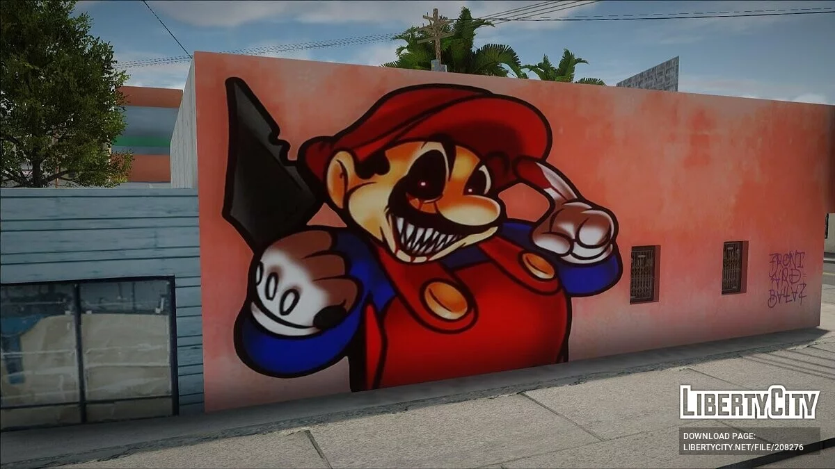 Mural Super Mario in horror style / GTA San Andreas
