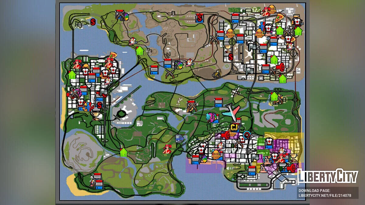 Icônes de carte colorées sur l'ATH / GTA San Andreas