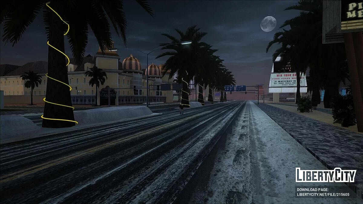 Winter road textures and snowdrifts in Las Venturas / GTA San Andreas