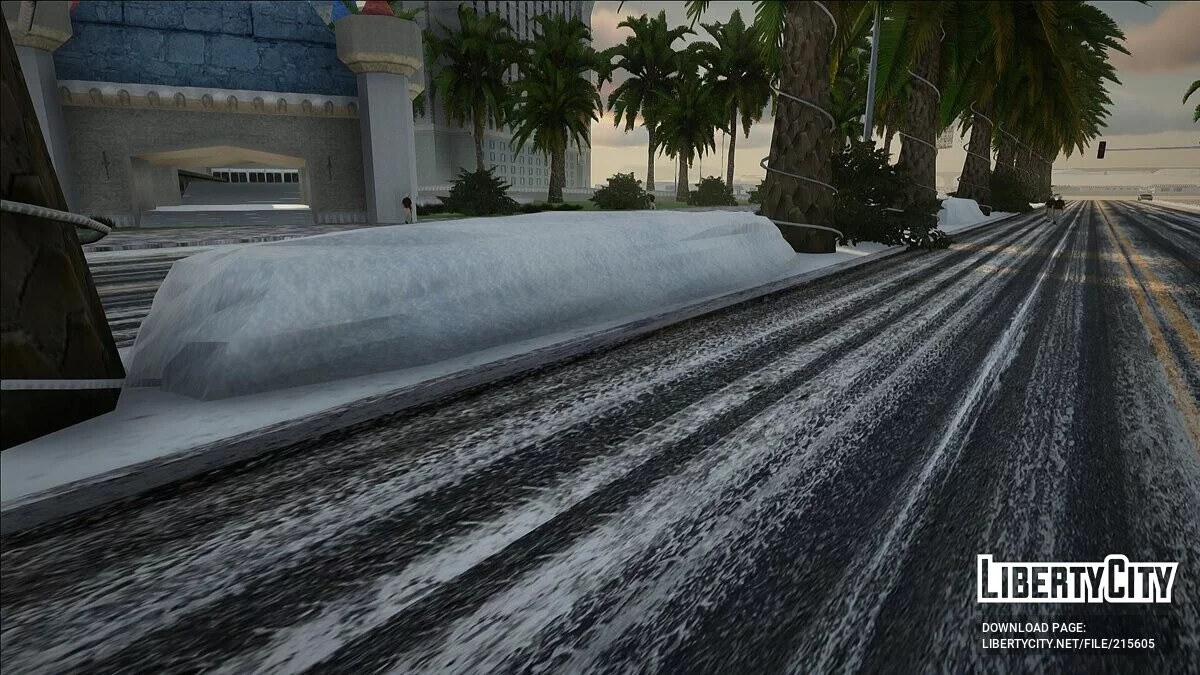 Winter road textures and snowdrifts in Las Venturas / GTA San Andreas