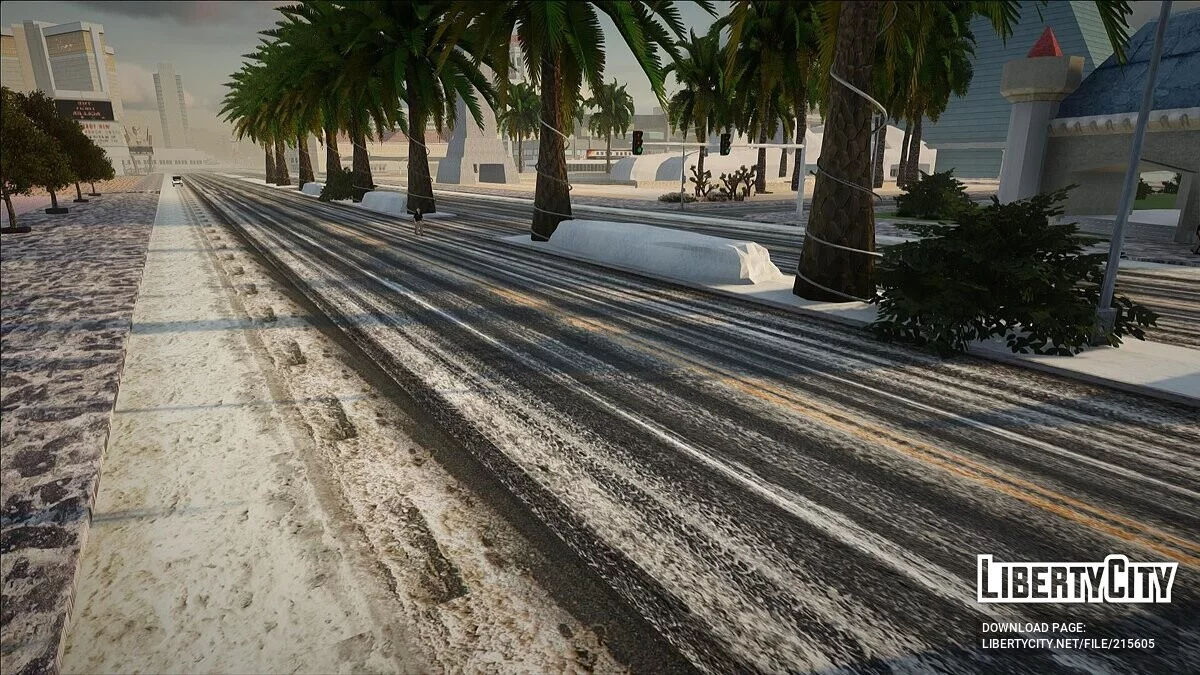 Winter road textures and snowdrifts in Las Venturas / GTA San Andreas