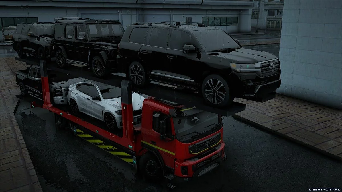 带有全挂车的Volvo FMX Euro 5运车车 / GTA San Andreas
