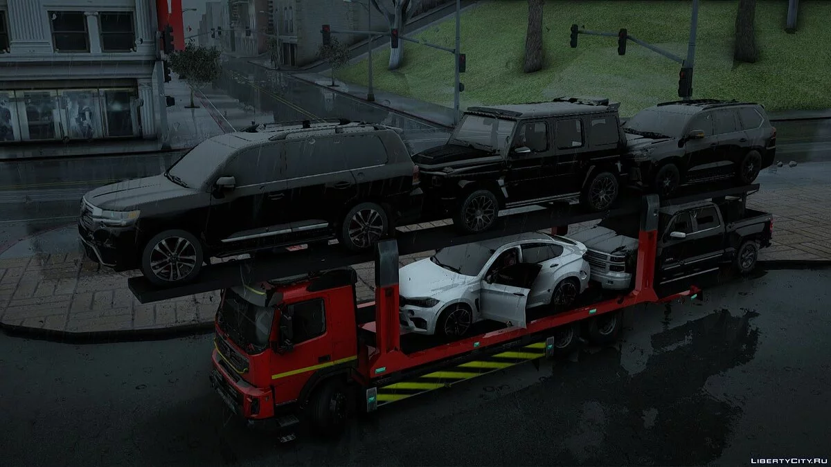 带有全挂车的Volvo FMX Euro 5运车车 / GTA San Andreas