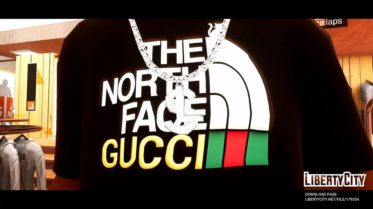 Черная футболка The North Face Gucci Cat / GTA San Andreas: The Definitive Edition