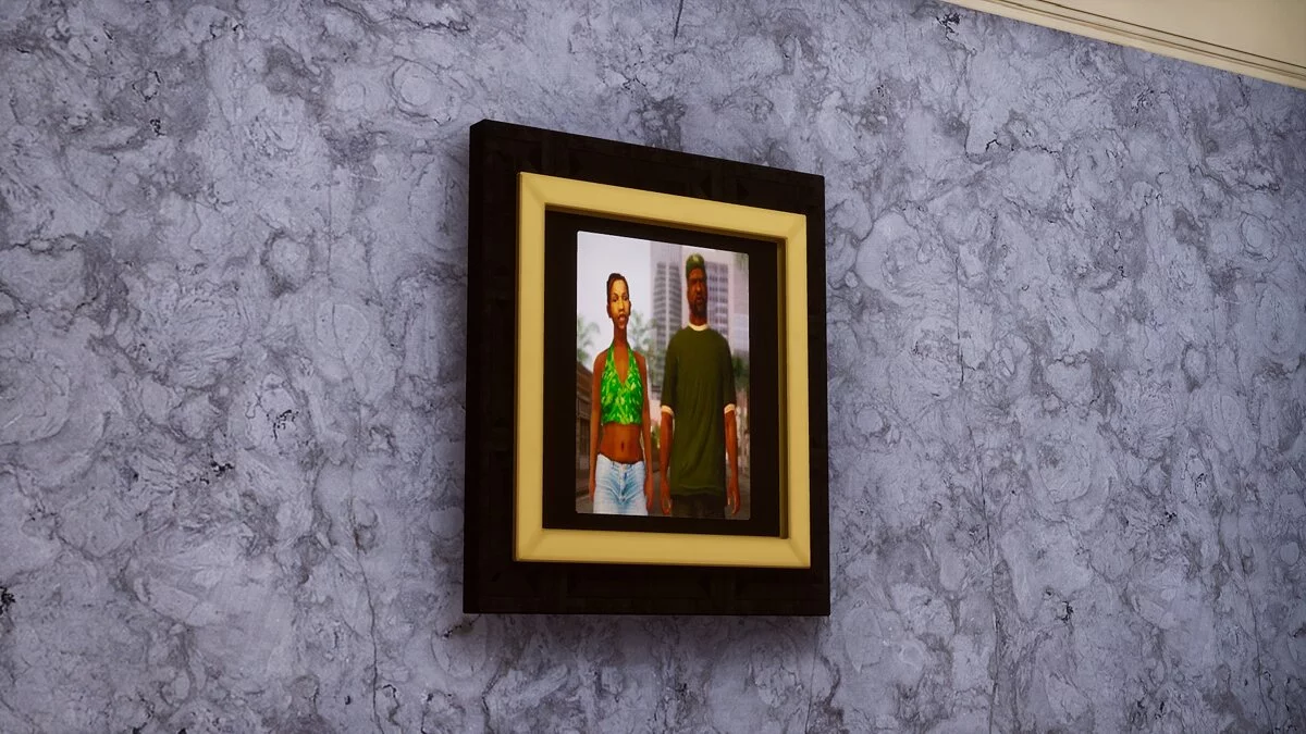 Photo of Sean and Kendall in the house on Grove Street / GTA San Andreas: The Definitive Edition