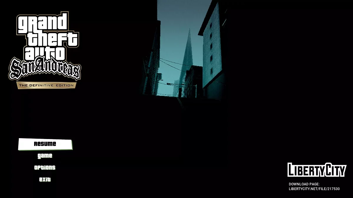 Original Menu Images for San Andreas - The Definitive Edition / GTA San Andreas: The Definitive Edition