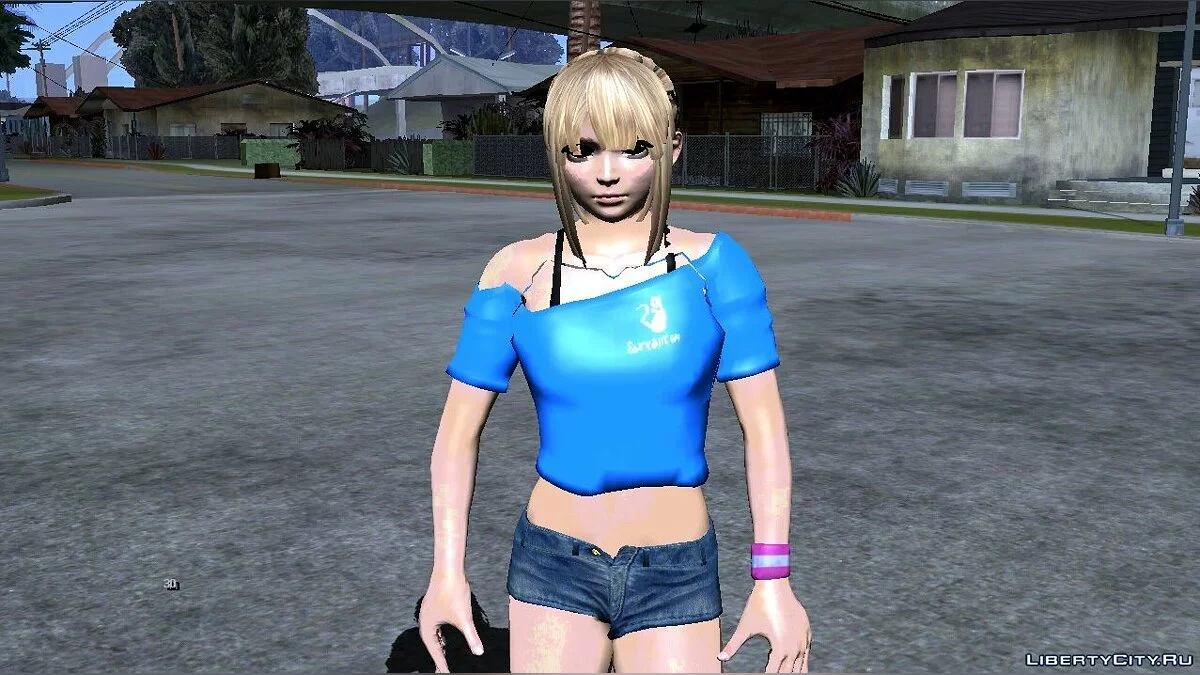 Marie Rose dalam pakaian latihan dari DOA6 / GTA San Andreas (iOS, Android)