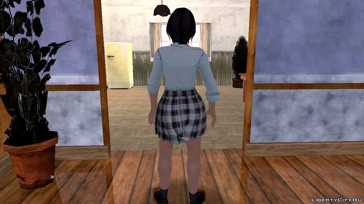 Nagisa dalam seragam sekolah musim semi V2 / GTA San Andreas (iOS, Android)