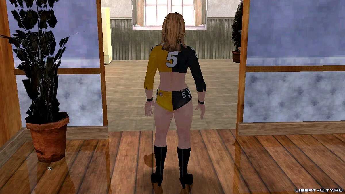 Tina Armstrong dalam kostum pembalap seksi / GTA San Andreas (iOS, Android)