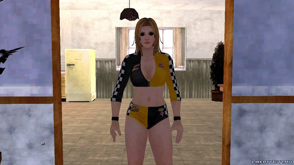 Tina Armstrong dalam kostum pembalap seksi / GTA San Andreas (iOS, Android)