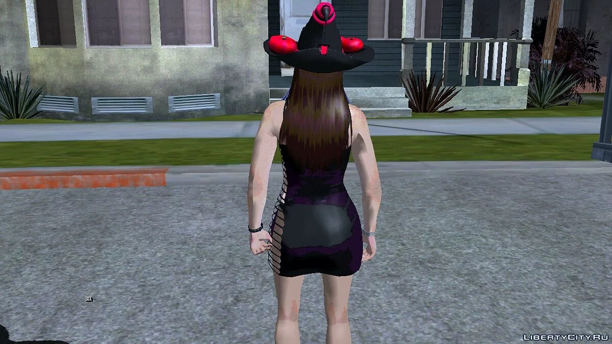 Skin acak wanita dari GTA Online dalam kostum penyihir (Halloween) / GTA San Andreas (iOS, Android)