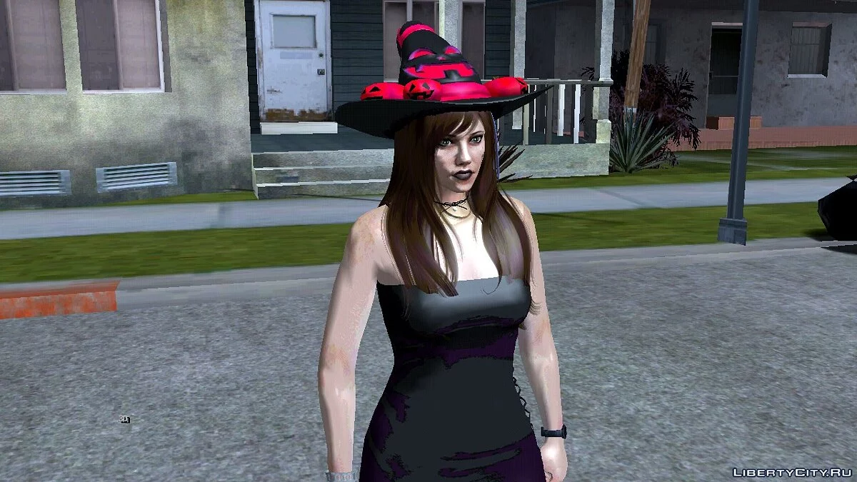 Skin acak wanita dari GTA Online dalam kostum penyihir (Halloween) / GTA San Andreas (iOS, Android)