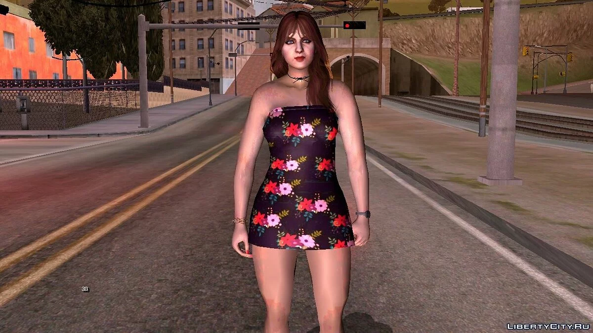 Garota em vestido de GTA Online / GTA San Andreas (iOS, Android)