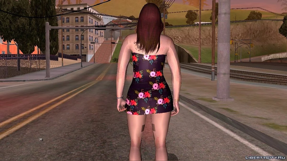 Garota em vestido de GTA Online / GTA San Andreas (iOS, Android)