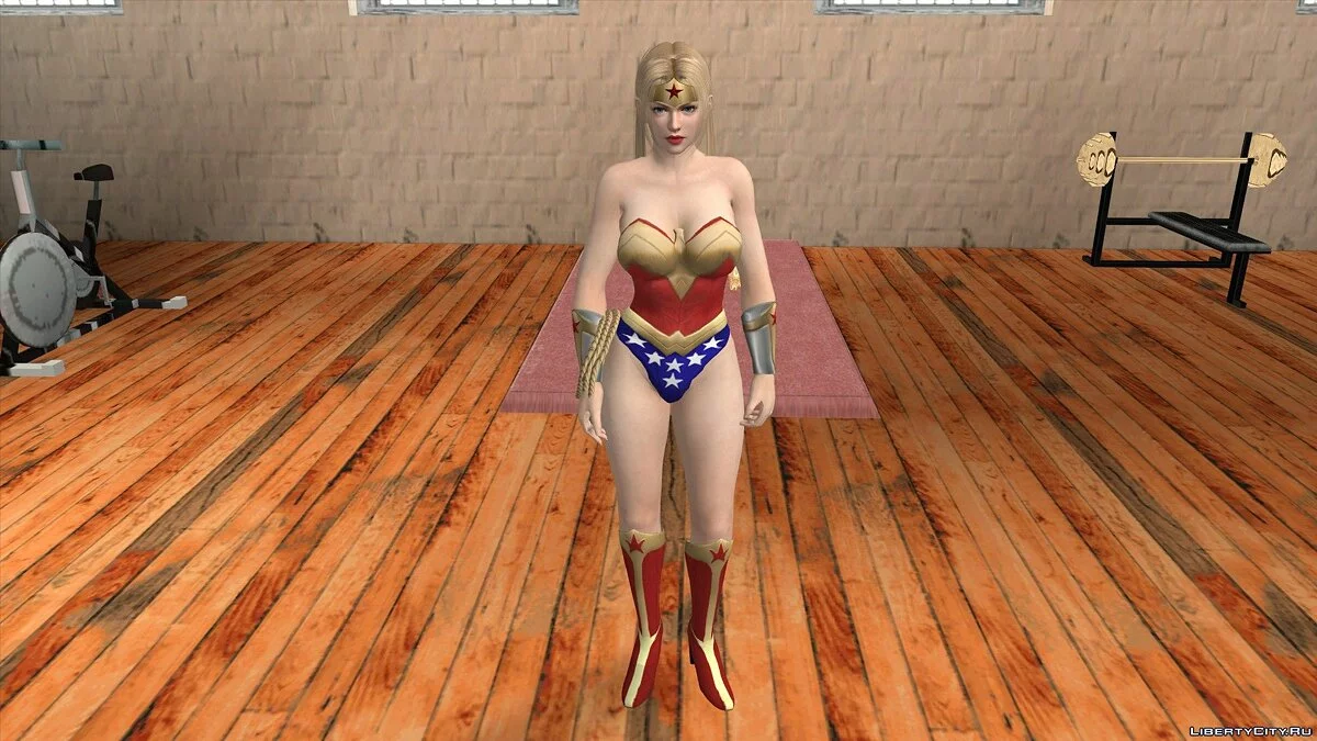 Rachel em traje de Mulher-Maravilha / GTA San Andreas (iOS, Android)