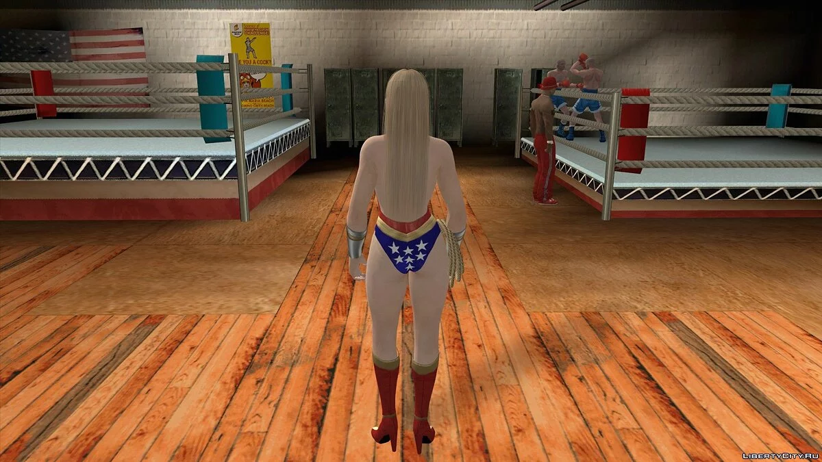Rachel em traje de Mulher-Maravilha / GTA San Andreas (iOS, Android)