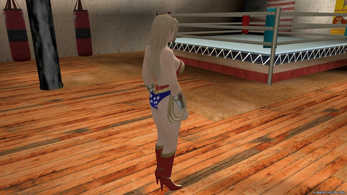 Rachel em traje de Mulher-Maravilha / GTA San Andreas (iOS, Android)