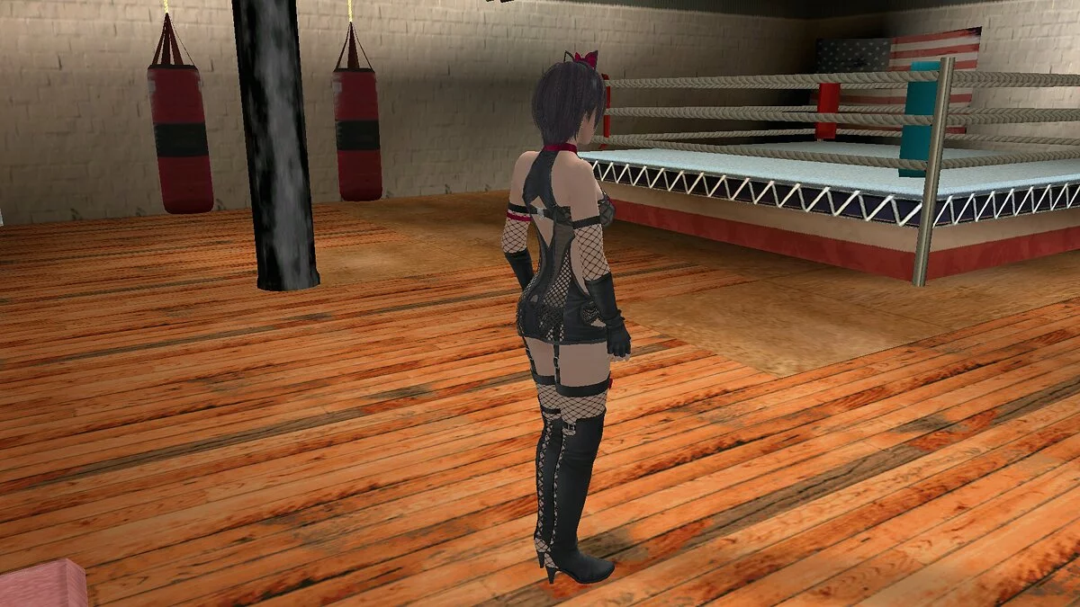 Nagisa con traje erótico de gato negro / GTA San Andreas (iOS, Android)