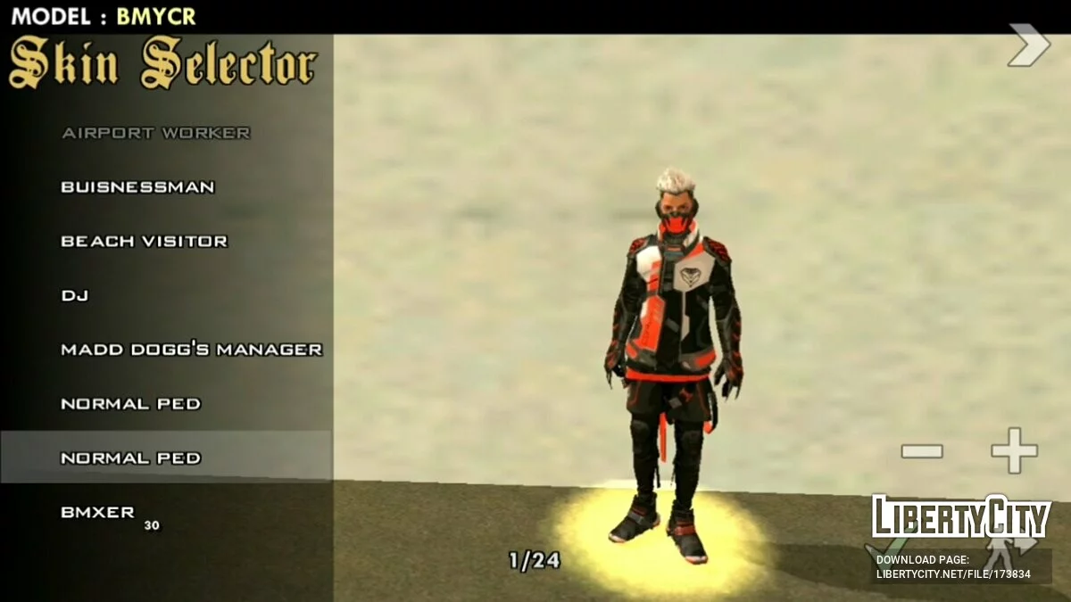 Skins masculins de Free Fire / GTA San Andreas (iOS, Android)