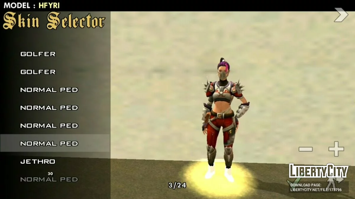 Peaux féminines de Free Fire / GTA San Andreas (iOS, Android)