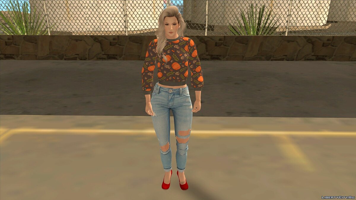 Download Sarah Bryant in Casual Wear v3 for GTA San Andreas (iOS, Android)